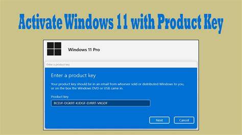 A person typing their Windows 11 product key on a laptop.