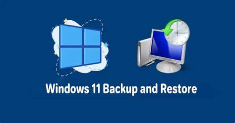 An external hard drive connected to a laptop with files being transferred for backup before a Windows 11 installation.