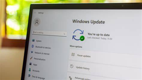 A Windows 10 laptop screen displaying the update settings page.