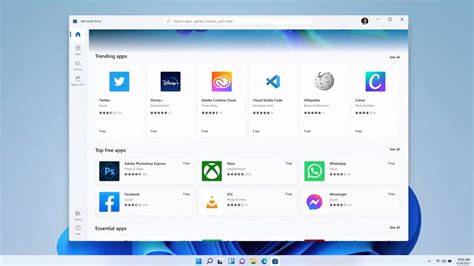 The Microsoft Store app interface opened on a Windows 11 laptop showing various applications.