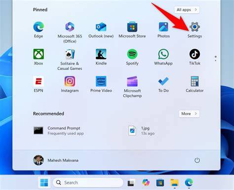 A close-up of the Windows 11 settings menu on a laptop screen.