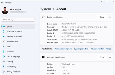 A computer displaying the system specifications needed for Windows 11.