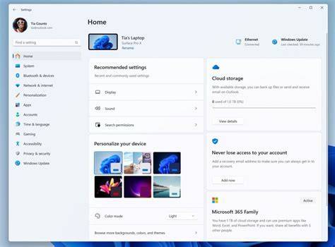 A user navigating through the Windows 11 Settings app on a laptop.