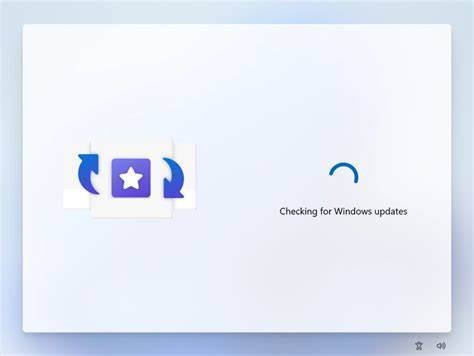 A technician checking for updates on a Windows 11 laptop using the settings menu.