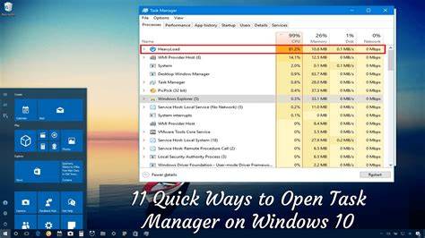 A Windows 10 laptop displaying the Task Manager with active processes listed.