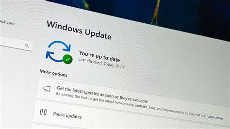 A person sitting at a desk, reviewing the Windows update history on their laptop.