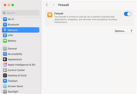 A hand interacting with a macOS firewall settings menu