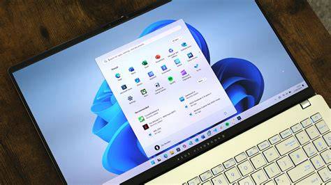 A laptop showcasing the new features of Windows 11