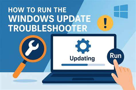 A person interacting with a Windows 11 laptop while running the update troubleshooter.