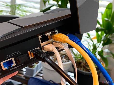 A set of new Ethernet cables neatly arranged on a desk.