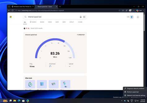 A computer running a performance speed test for Windows 11.