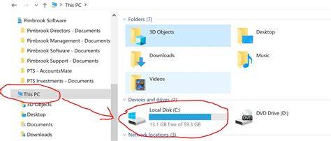 A screenshot of Windows 10 File Explorer displaying available disk space.